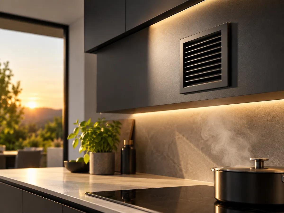 Rejilla de un sistema de ventilación mecánica en una cocina.